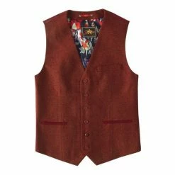 Joe Browns Red Rusty Tweed Button Up Waistcoat -Joe Browns shop unnamed file 3912