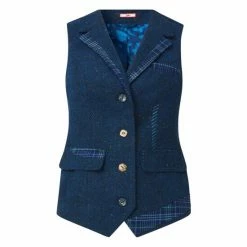 Joe Browns Blue Checked Patchwork Classic Waistcoat -Joe Browns shop unnamed file 3939