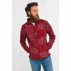 Joe Browns Red Quarter Zip Paisley Pique Funnel Sweatshirt