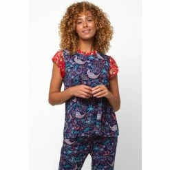 Joe Browns Blue Peacock Shirred Pyjama T-Shirt
