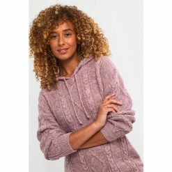 Joe Browns Purple Comfy Cable Knit Hoodie -Joe Browns shop unnamed file 4353