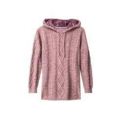 Joe Browns Purple Comfy Cable Knit Hoodie -Joe Browns shop unnamed file 4354