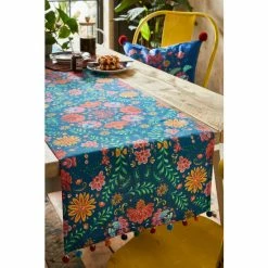 Joe Browns Black Folk Floral Pom Table Runner