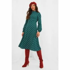 Joe Browns Green Art Deco Geometric Style Dress