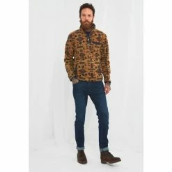 Joe Browns Brown Funnel Neck Quarter Zip Aztec Fleece -Joe Browns shop unnamed file 4720