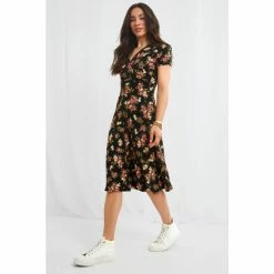 Joe Browns Black Ravishing Roses V Neck Jersey Dress