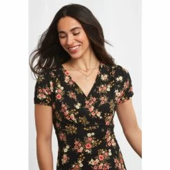 Joe Browns Black Ravishing Roses V Neck Jersey Dress -Joe Browns shop unnamed file 479