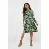 Joe Browns Blue Smart Long Sleeve Floral Dress