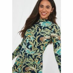 Joe Browns Blue Smart Long Sleeve Floral Dress -Joe Browns shop unnamed file 493