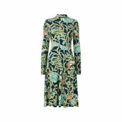Joe Browns Blue Smart Long Sleeve Floral Dress -Joe Browns shop unnamed file 494