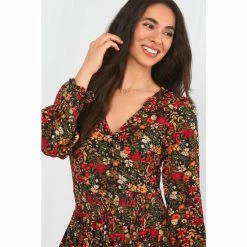 Joe Browns Black Autumn Days Floral V Neck Dress -Joe Browns shop unnamed file 509