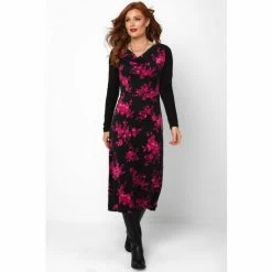 Joe Browns Black Floral Drape Dress