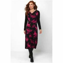 Joe Browns Black Floral Drape Dress -Joe Browns shop unnamed file 666