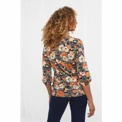 Joe Browns Blue Bold Floral Long Sleeve Shirred Top -Joe Browns shop unnamed file 713