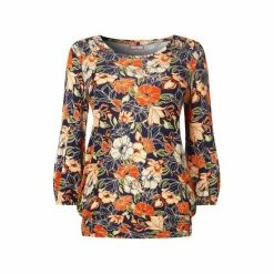 Joe Browns Blue Bold Floral Long Sleeve Shirred Top -Joe Browns shop unnamed file 715