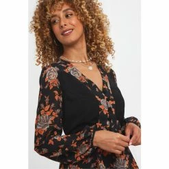 Joe Browns Black Long Sleeve Printed Autumn Floral Leaves Blouse -Joe Browns shop unnamed file 723