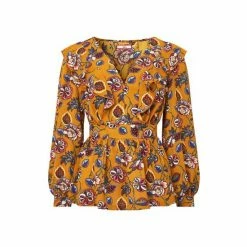 Joe Browns Yellow Short Sleeve Floral Frills Top -Joe Browns shop unnamed file 741