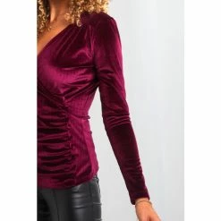 Joe Browns Red Ava Velour Wrap Top -Joe Browns shop unnamed file 752