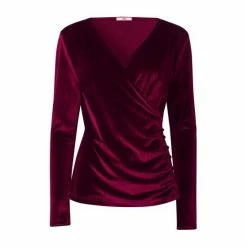 Joe Browns Red Ava Velour Wrap Top -Joe Browns shop unnamed file 753