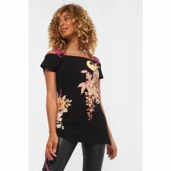 Joe Browns Black Peacock Print Floral Top