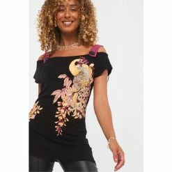 Joe Browns Black Peacock Print Floral Top -Joe Browns shop unnamed file 776