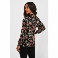 Joe Browns Black Autumnal Leaves Floral Print Top -Joe Browns shop unnamed file 780