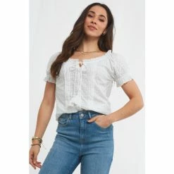 Joe Browns White Broderie Boho Blouse