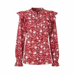 Joe Browns Red Long Sleeve Large Collar Floral Blouse -Joe Browns shop unnamed file 819