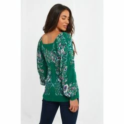 Joe Browns Green Boho Long Sleeve Button Up Floral Top -Joe Browns shop unnamed file 835