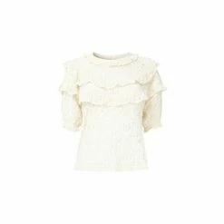Joe Browns Cream Short Sleeve Ruffled Lace Top -Joe Browns shop unnamed file 866