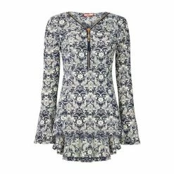 Joe Browns Blue Elegant Floral Zip Up Front Top -Joe Browns shop unnamed file 974