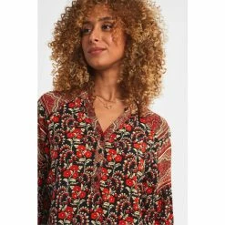 Joe Browns Red Button Up Long Sleeve Floral Poppies Top -Joe Browns shop unnamed file 983