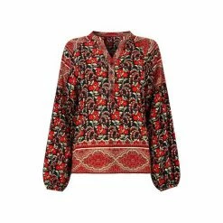 Joe Browns Red Button Up Long Sleeve Floral Poppies Top -Joe Browns shop unnamed file 984